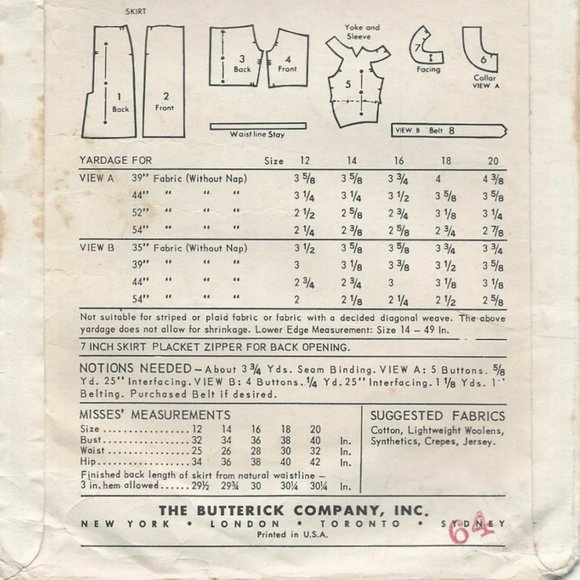 Vintage 60s Dress Pattern, Roll Collar Sheath Dress, Butterick 8699, 34" Bust - Picture 8 of 8